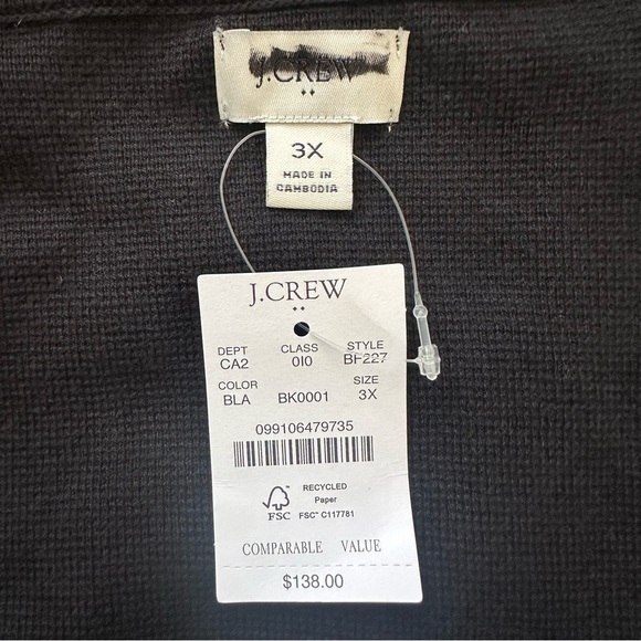 J. Crew Factory Blazer Schoolboy Sweater Single Button Front Cotton Black 3X NWT - Picture 9 of 13